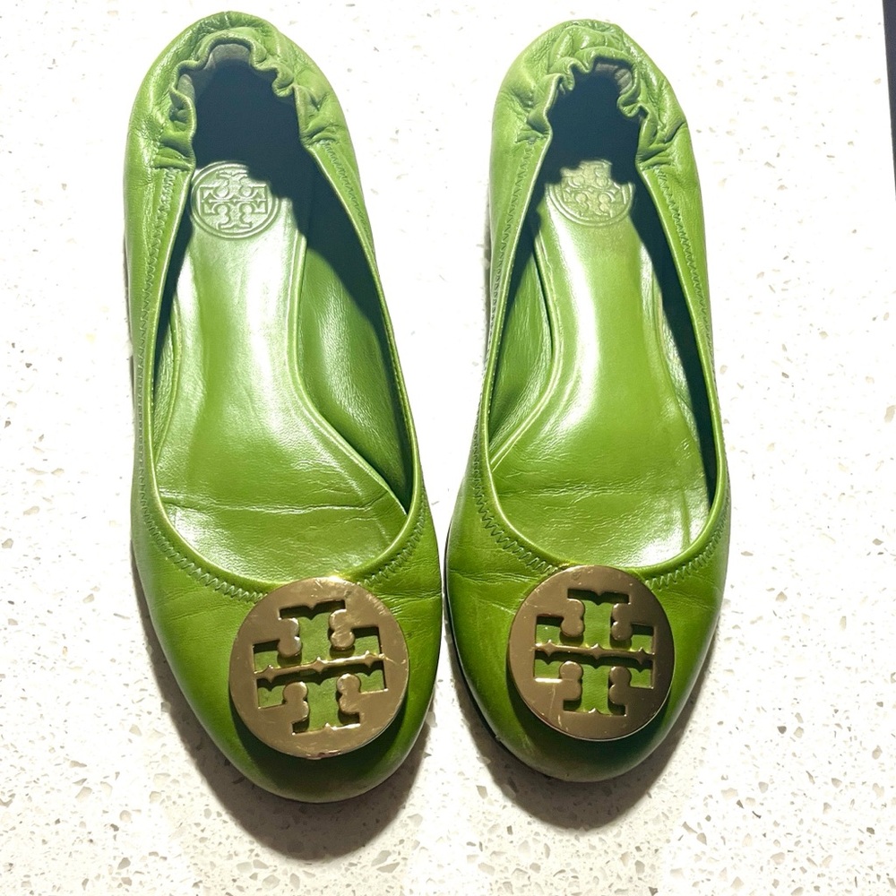Tory Burch Bright Green Leather Loafers